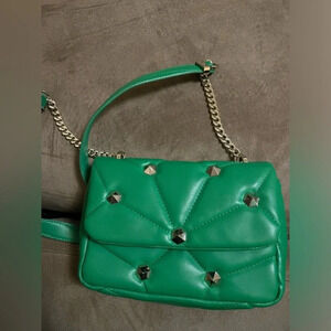 ZARA green studded long chain purse